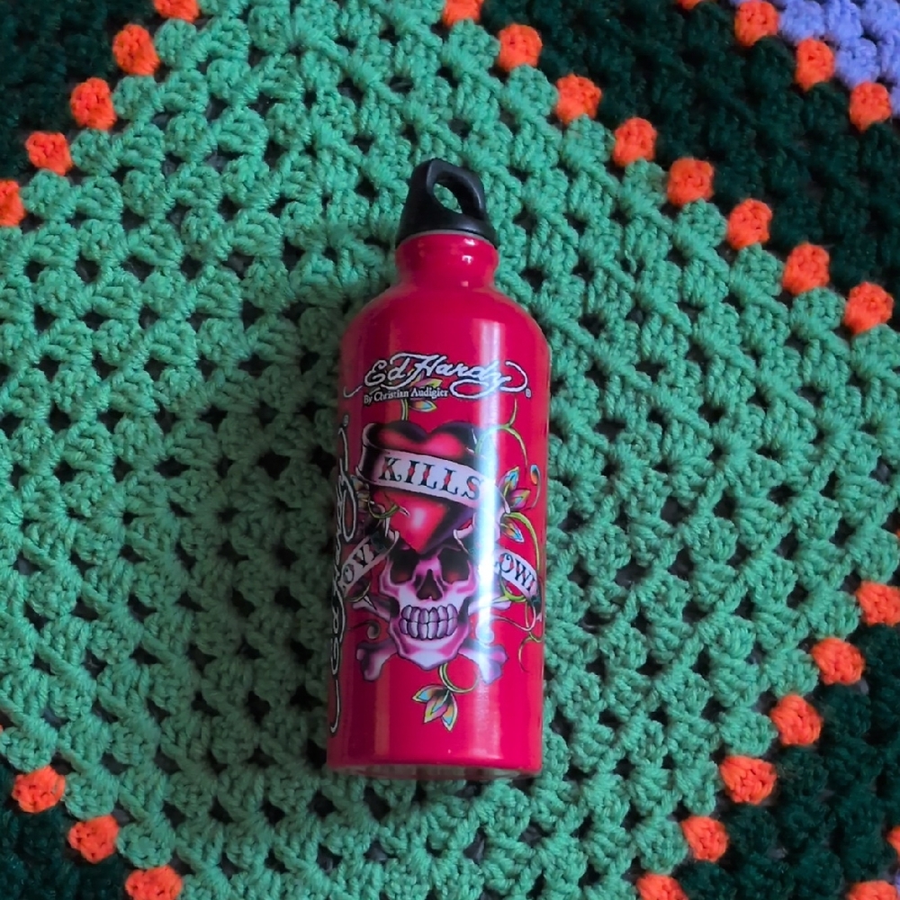 3/30 Y2K Ed Hardy Metal Water Bottle
